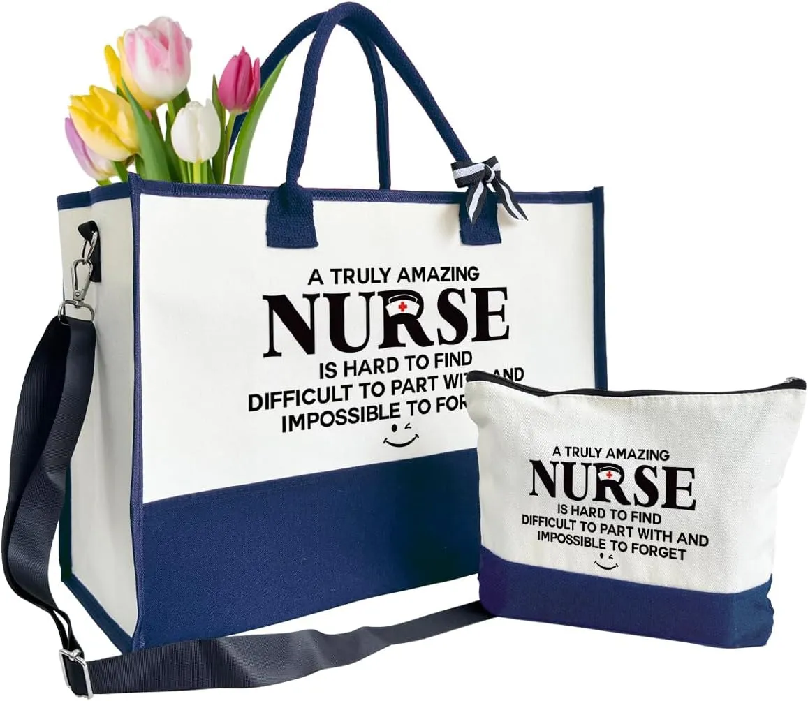 Amazing Nurse Handbags Gifts, Canvas Tote Bag for Women, Nurse Gifts, Cosmetic Bag, Beach Bag and Makeup bag, Travel Bag Gifts for Nurse, Canvas Tote Bag With Zipper, Nurses Day Christmas Gifts A56