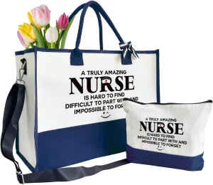 Amazing Nurse Handbags Gifts, Canvas Tote Bag for Women, Nurse Gifts, Cosmetic Bag, Beach Bag and Makeup bag, Travel Bag Gifts for Nurse, Canvas Tote Bag With Zipper, Nurses Day Christmas Gifts A56