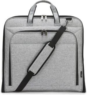 Amazon Basics Carry-On Garment Bag for Travel and Business Trips with Shoulder Strap, Hanging Suit Luggage Bag for Men Women, Wrinkle Free Cover for Suits Dresses Coats, Gray