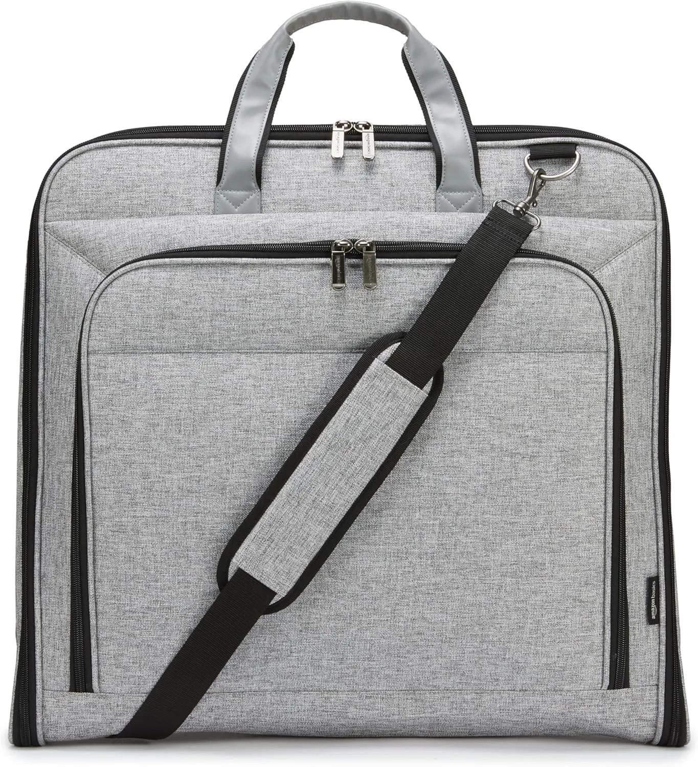 Amazon Basics Carry-On Garment Bag for Travel and Business Trips with Shoulder Strap, Hanging Suit Luggage Bag for Men Women, Wrinkle Free Cover for Suits Dresses Coats, Gray