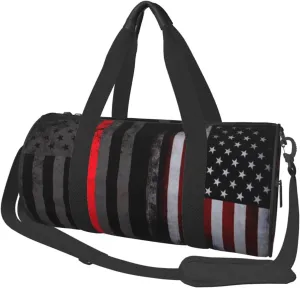 American Thin Red Line Flag Duffel Tote for Men and Women Backpacking Travel and Storage Shoulder Bag