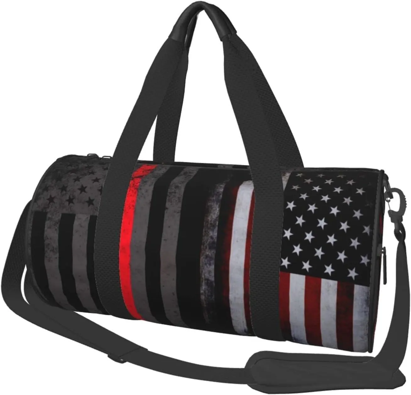 American Thin Red Line Flag Duffel Tote for Men and Women Backpacking Travel and Storage Shoulder Bag