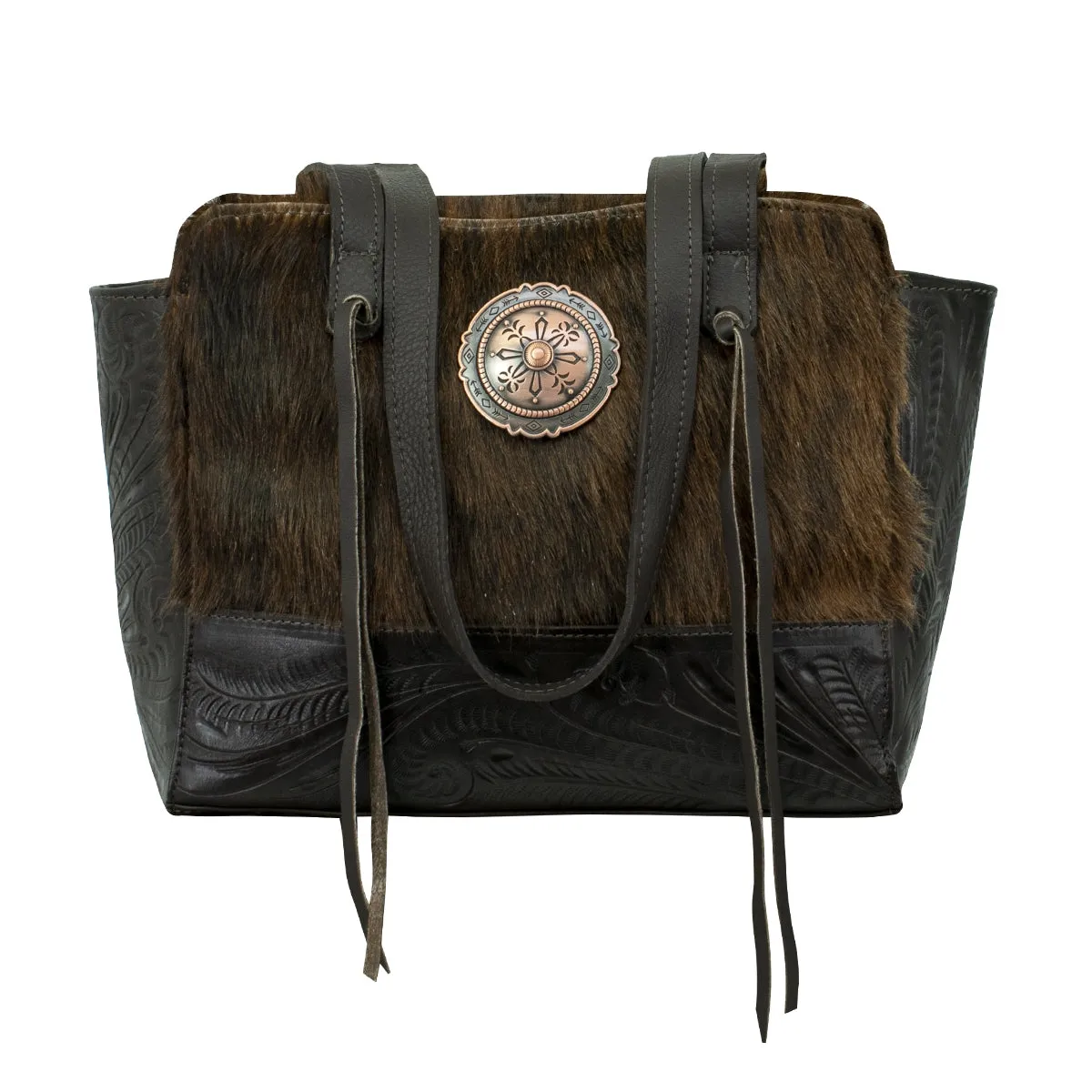 American West Cow Town Zip Top Tote with Conceal Carry Pocket on Back