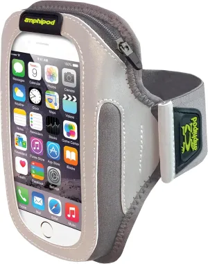 Amphipod ArmPod SmartView Sumo Armband, Reflective Arm or Belt Cell Phone Accessory with Zip Storage for Running & Walking - Silver/Charcoal - XL