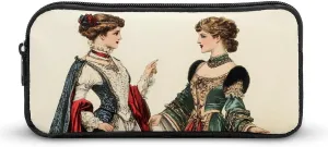 Ancient European Victorian Era Royal Court Lady Pen Pencil & Marker Cases Large Capacity Pen Pouch Stationery Organizer Makeup Bag with Zippered