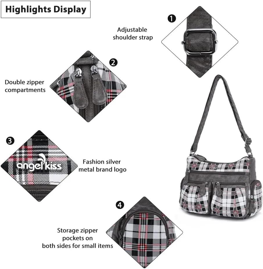 Angelkiss Crossbody Bags for Women, Ladies Shoulder Handbags and Purses Medium Faux Leather Pocketbooks