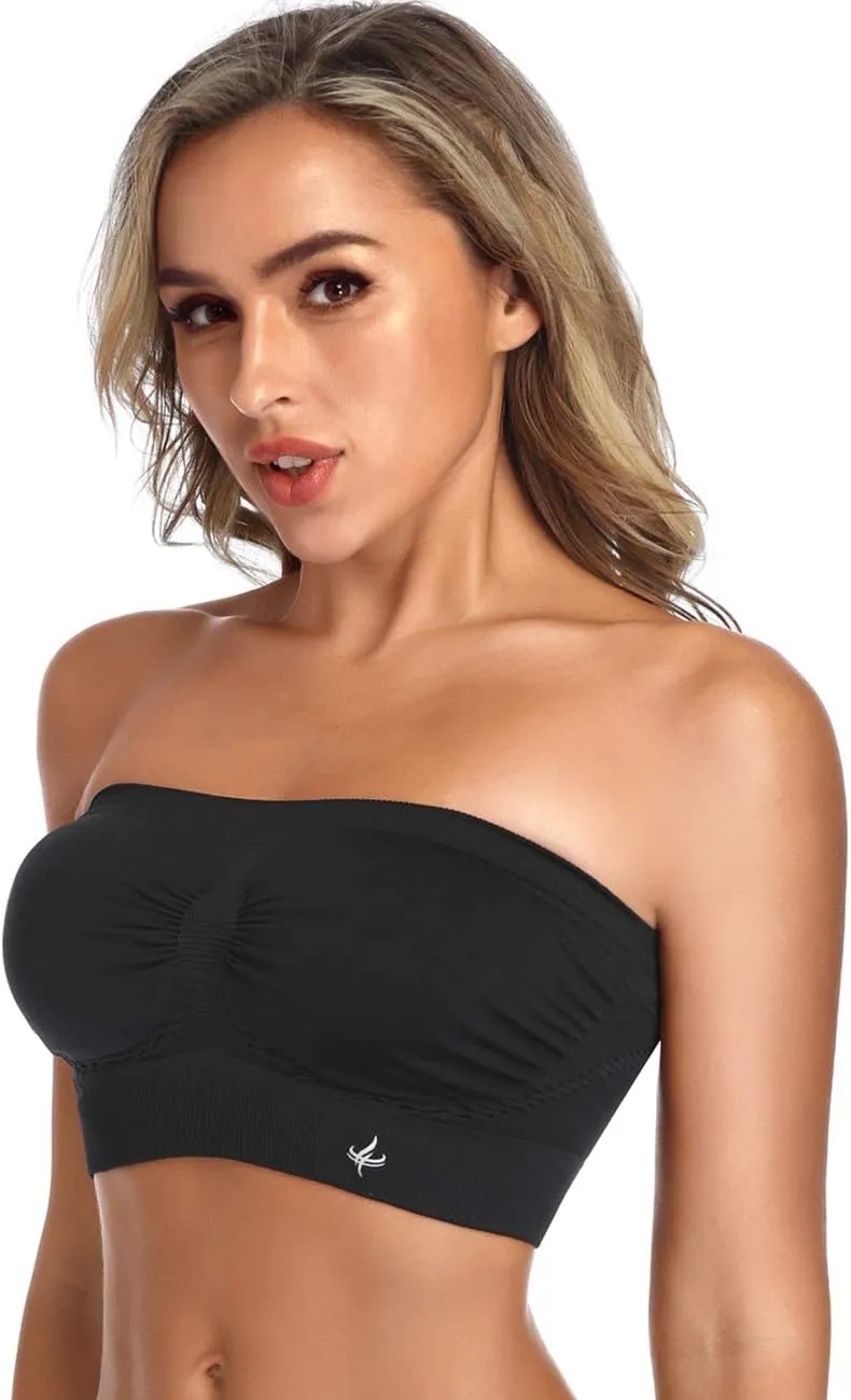 ANGOOL Strapless Comfort Wireless Bra with Slip Silicone Bandeau Bralette Tube Top