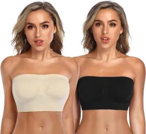 ANGOOL Strapless Comfort Wireless Bra with Slip Silicone Bandeau Bralette Tube Top