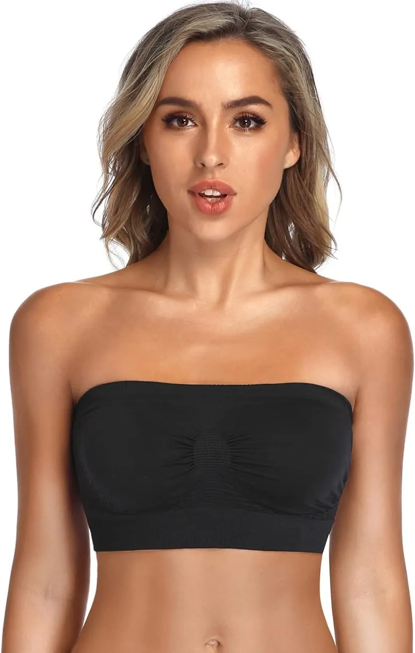 ANGOOL Strapless Comfort Wireless Bra with Slip Silicone Bandeau Bralette Tube Top