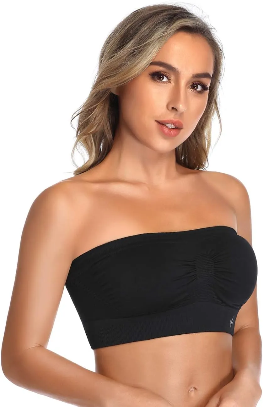 ANGOOL Strapless Comfort Wireless Bra with Slip Silicone Bandeau Bralette Tube Top