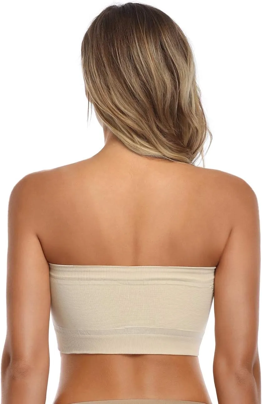ANGOOL Strapless Comfort Wireless Bra with Slip Silicone Bandeau Bralette Tube Top