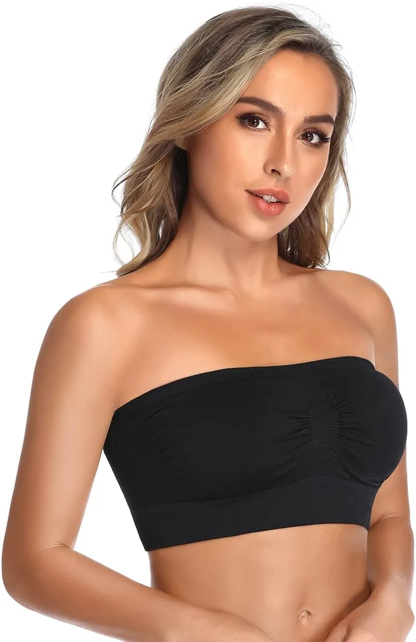 ANGOOL Strapless Comfort Wireless Bra with Slip Silicone Bandeau Bralette Tube Top