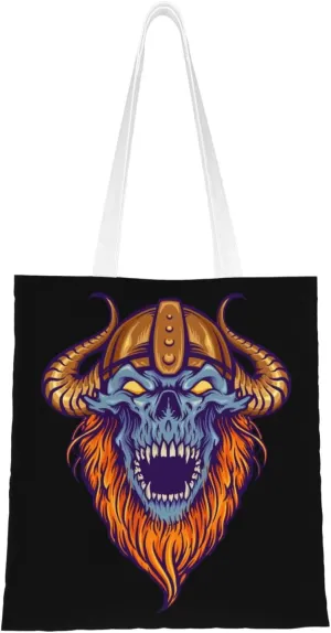 Angry Zombie Skull Tote Bag for Women Canvas Shopping Bags Reusable Large Capacity Casual Shoulder Handbags Grocery Bags