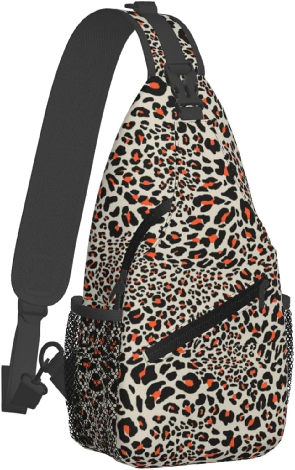 Animal Skin Leopard Print Sling Backpack Crossbody Bag, Chest Bag Daypack for Outdoors Hiking Traveling