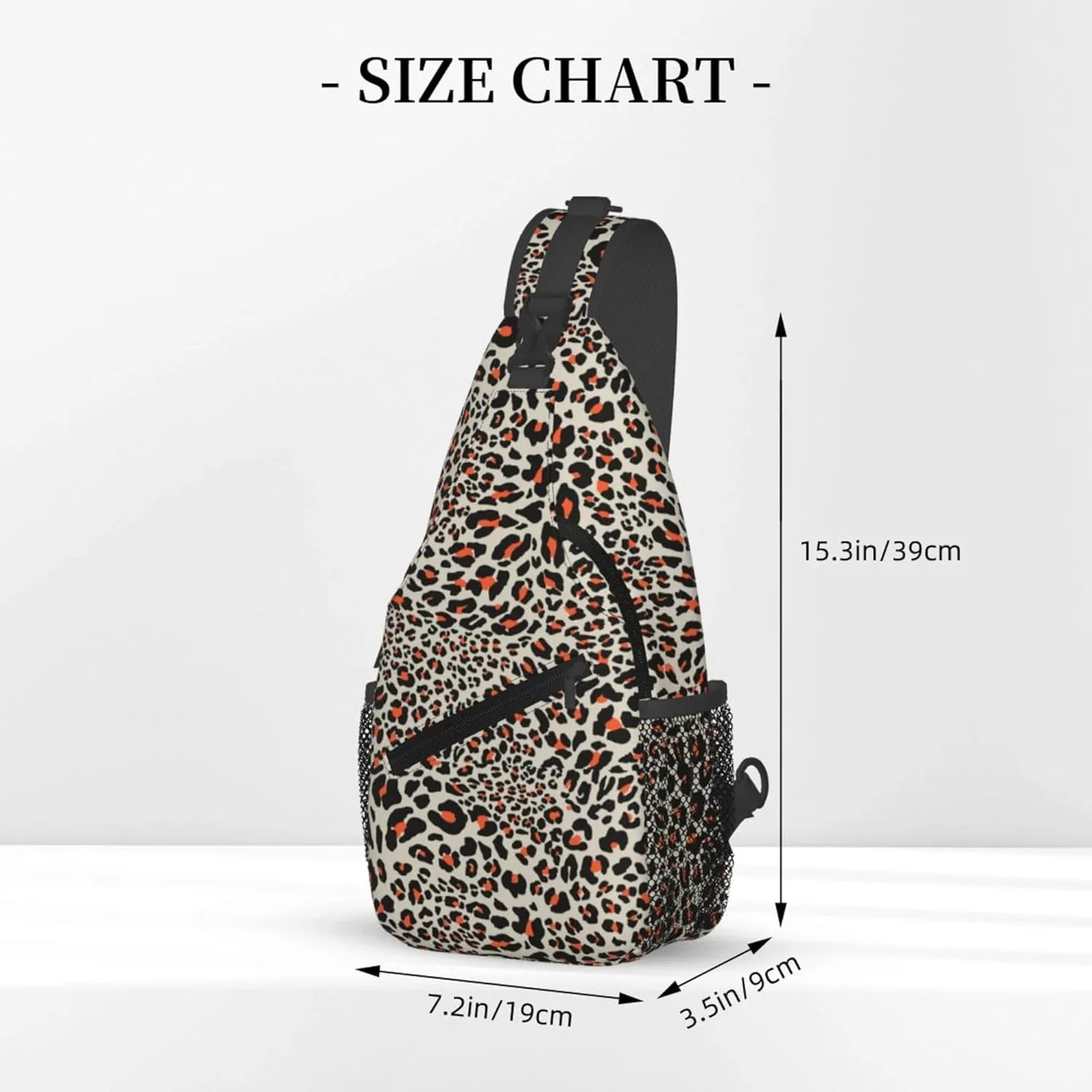 Animal Skin Leopard Print Sling Backpack Crossbody Bag, Chest Bag Daypack for Outdoors Hiking Traveling