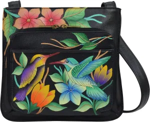 Anna by Anuschka Women's Genuine Leather Large Cross-Body Handbag | Zip-Top Multi-Compartment Organizer