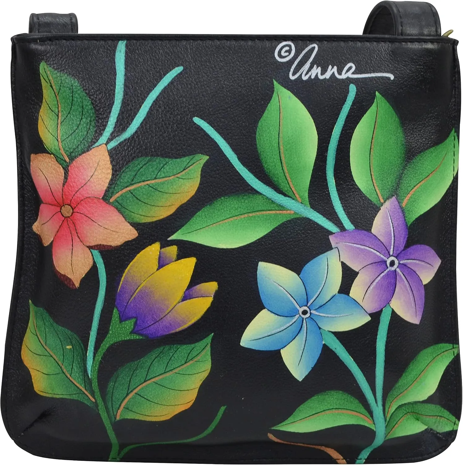 Anna by Anuschka Women's Genuine Leather Large Cross-Body Handbag | Zip-Top Multi-Compartment Organizer