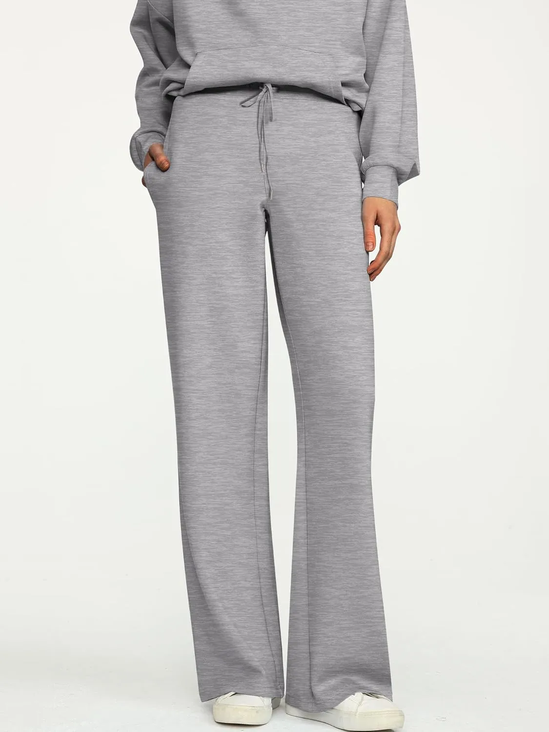 ANRABESS Women 2 Piece Outfits Sweatsuit Quarter Zip Sweatshirt Wide Leg Sweatpants Matching Lounge Set Travel Tracksuit