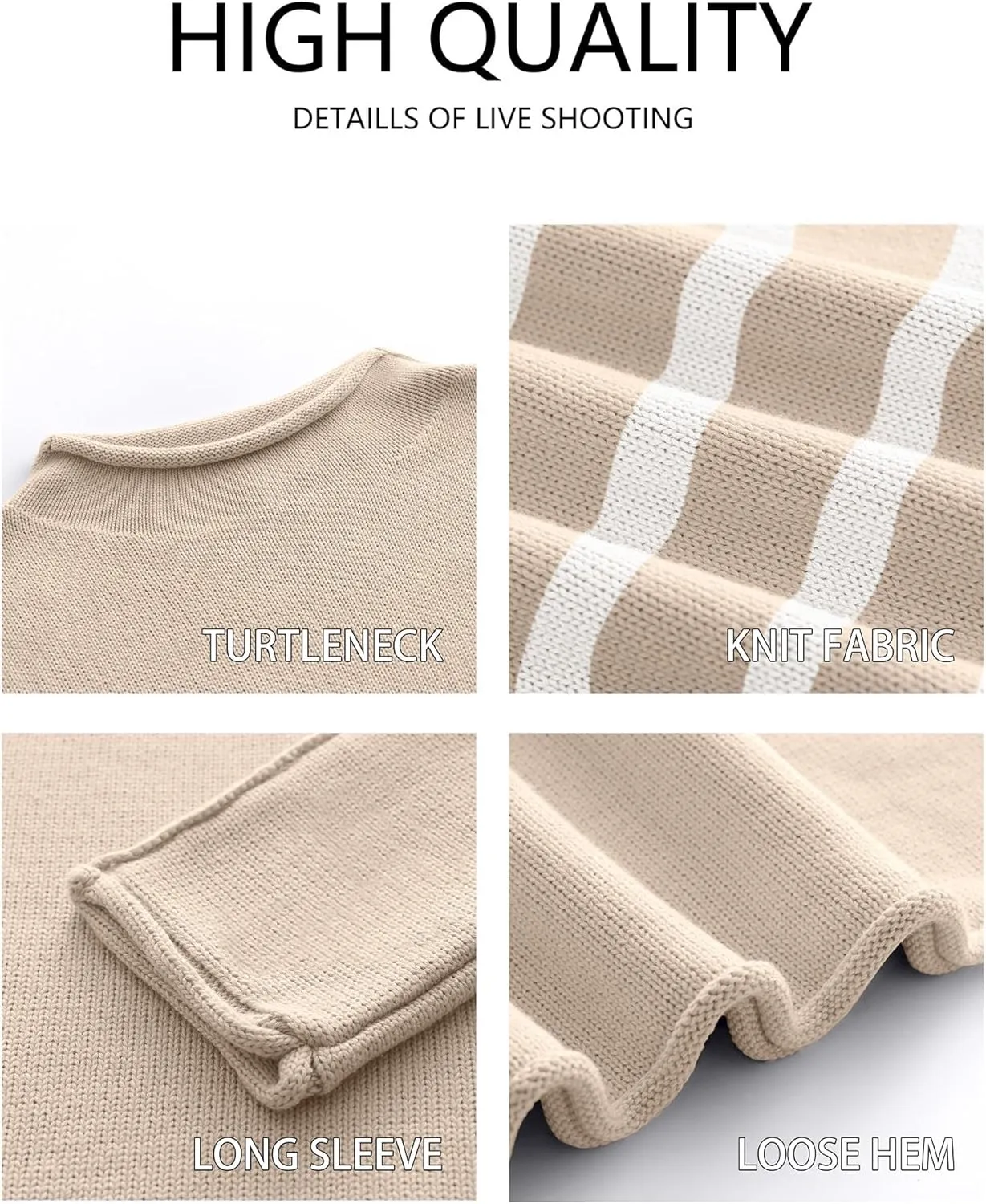 ANRABESS Women Casual Long Sleeve Mock Funnel Neck Knit Pullover Sweater Top 2025 Fall Fashion Outfits with Exposed Seam