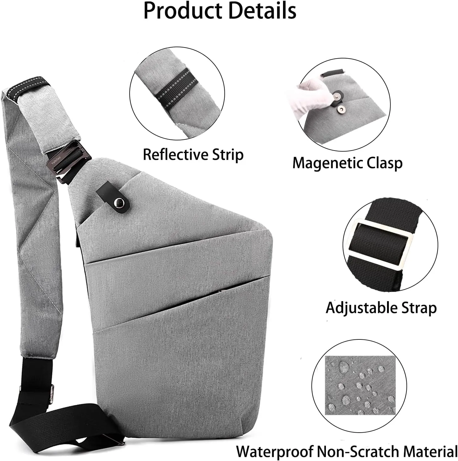 Anti Theft Bag Travel Purse, Anti Theft Crossbody Bags Travel Purses for Women Men Slim Sling Bag