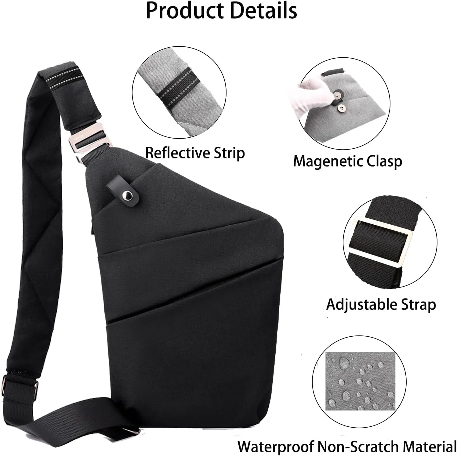 Anti Theft Bag Travel Purse, Anti Theft Crossbody Bags Travel Purses for Women Men Slim Sling Bag