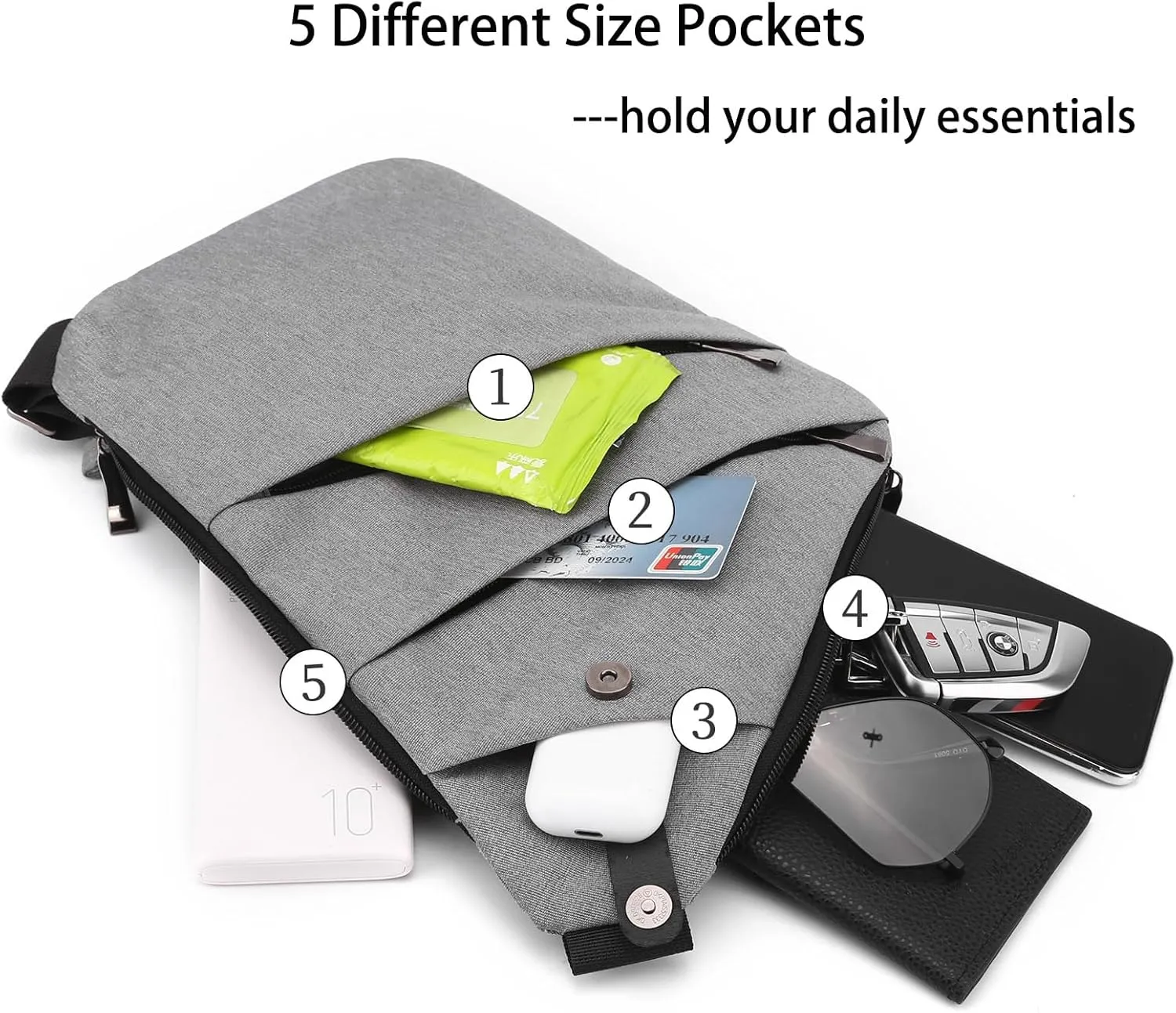 Anti Theft Bag Travel Purse, Anti Theft Crossbody Bags Travel Purses for Women Men Slim Sling Bag