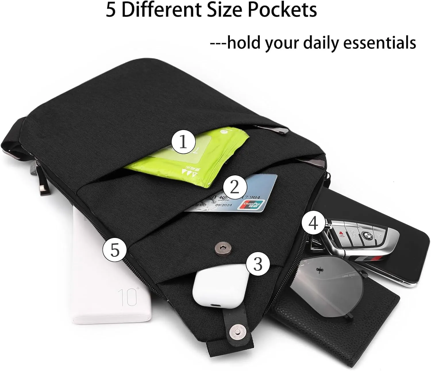 Anti Theft Bag Travel Purse, Anti Theft Crossbody Bags Travel Purses for Women Men Slim Sling Bag