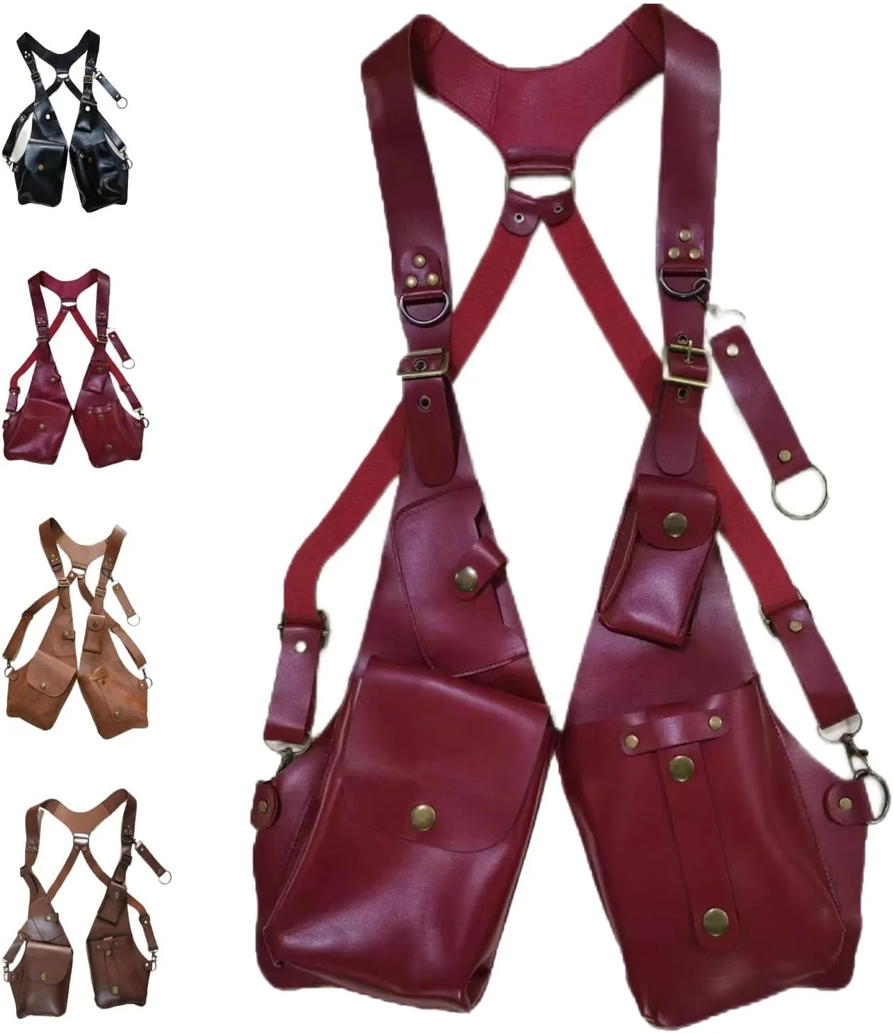 Anti-Theft Bag with Shoulder Harness, Anti-Theft Harness, Anti Theft Harness for Men Leather, Anti-Theft Harness Wallet, Men Anti Underarm Shoulder Bag Anti Theft Bag (Red)