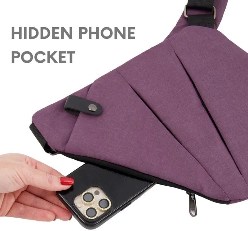 Anti Theft Crossbody Bag, Travel Sling Bag for Women and Men, Chest Shoulder Bag(Dark Green,Right-Handed)