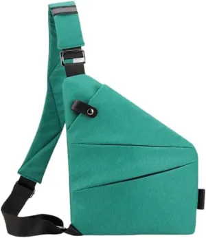 Anti Theft Crossbody Bag, Travel Sling Bag for Women and Men, Chest Shoulder Bag(Dark Green,Right-Handed)