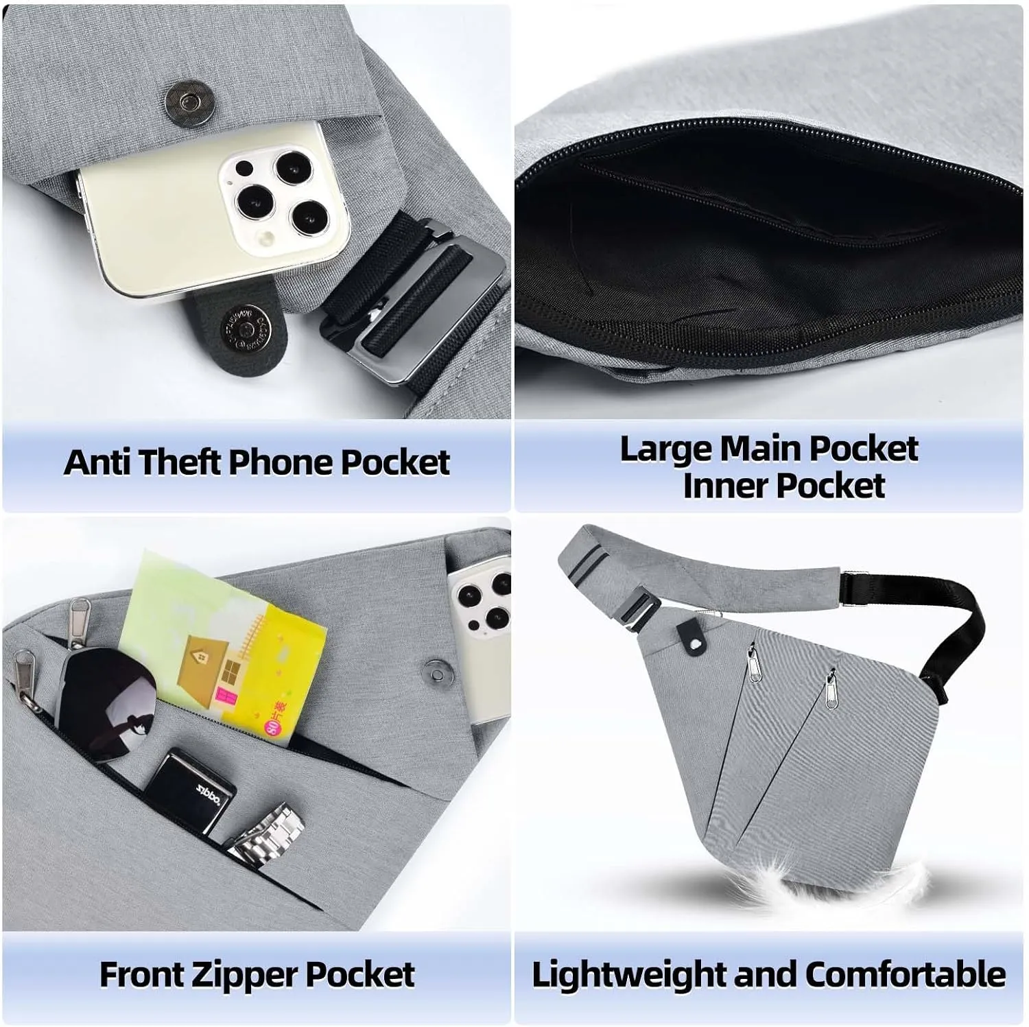 Anti Theft Crossbody Bag,Anti Theft Travel Bag for Women Men,Sling Crossbody Bag for Travel, Sport, Work