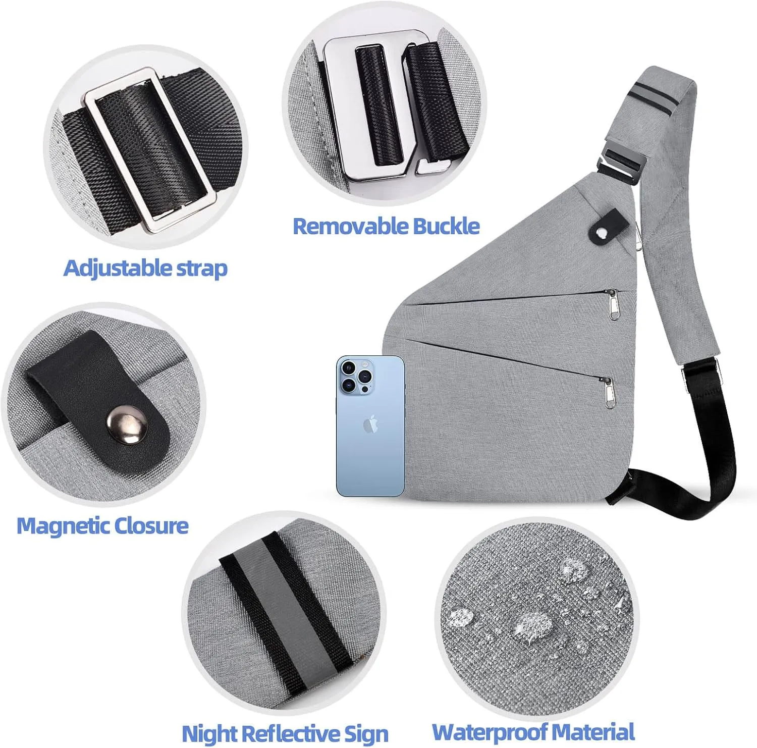 Anti Theft Crossbody Bag,Anti Theft Travel Bag for Women Men,Sling Crossbody Bag for Travel, Sport, Work