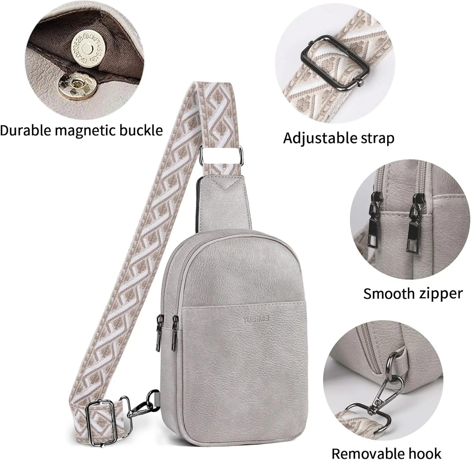 Anti Theft Crossbody Sling Bag for Women Trendy, Small Vegan Leather Cross body Fanny Chest Bag for Traveling