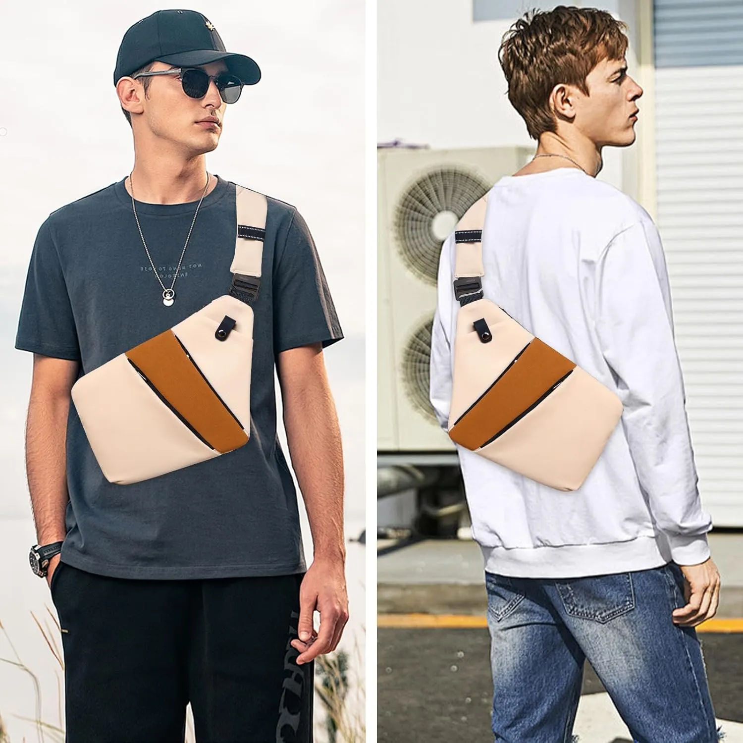 Anti Theft Crossbody Travel Bag - Multi-pocket Shoulder Bag with Adjustable Strap,Slim Sling Bag for Women Men