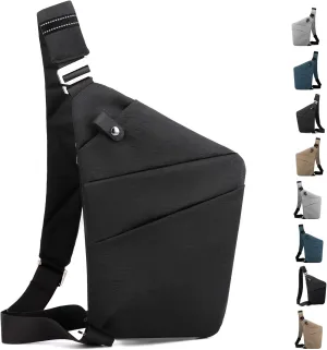 Anti Theft Crossbody Travel Bag - Multi-pocket Shoulder Bag with Adjustable Strap,Slim Sling Bag for Women Men