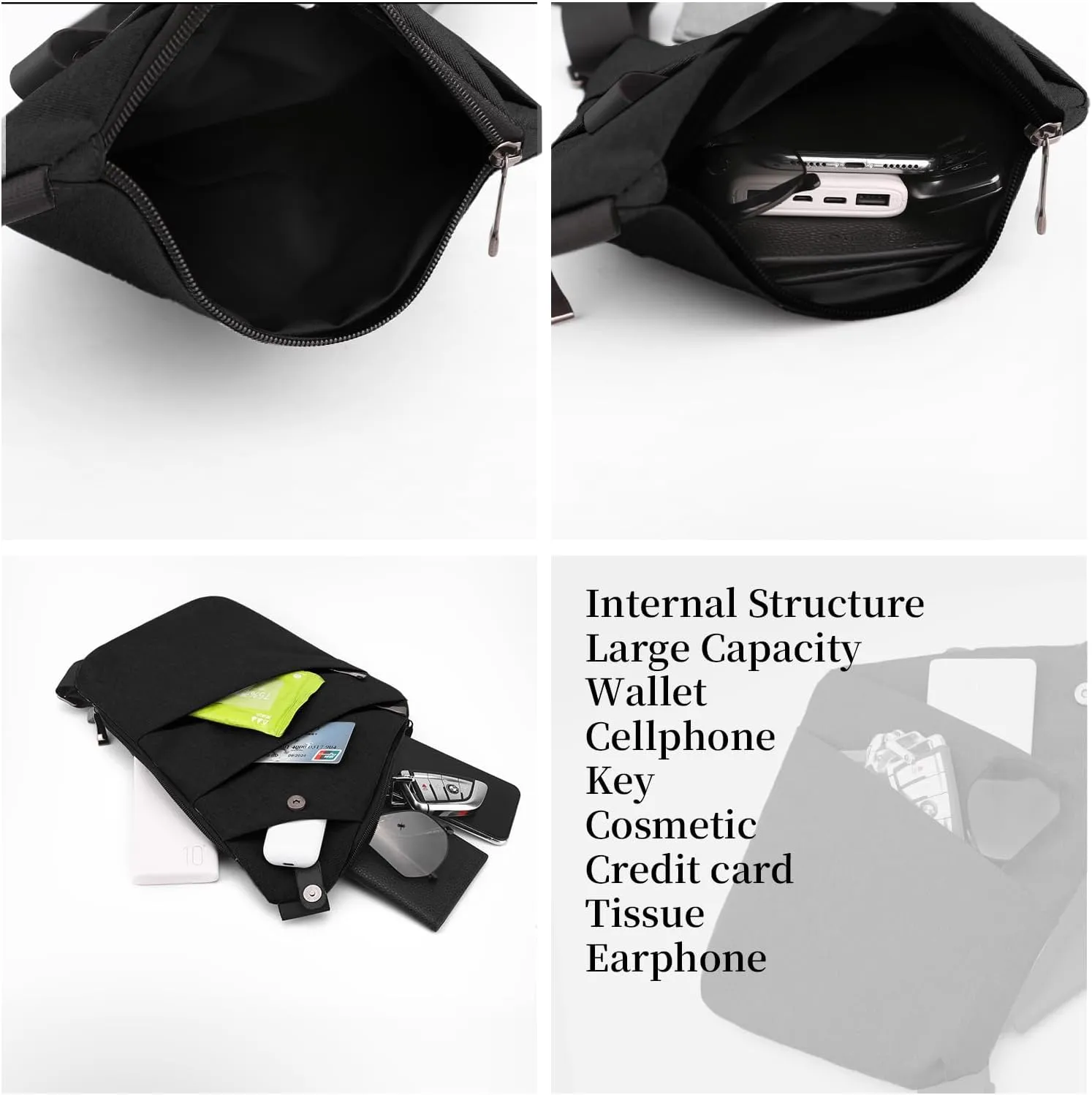 Anti Theft Crossbody Travel Bag - Multi-pocket Shoulder Bag with Adjustable Strap,Slim Sling Bag for Women Men