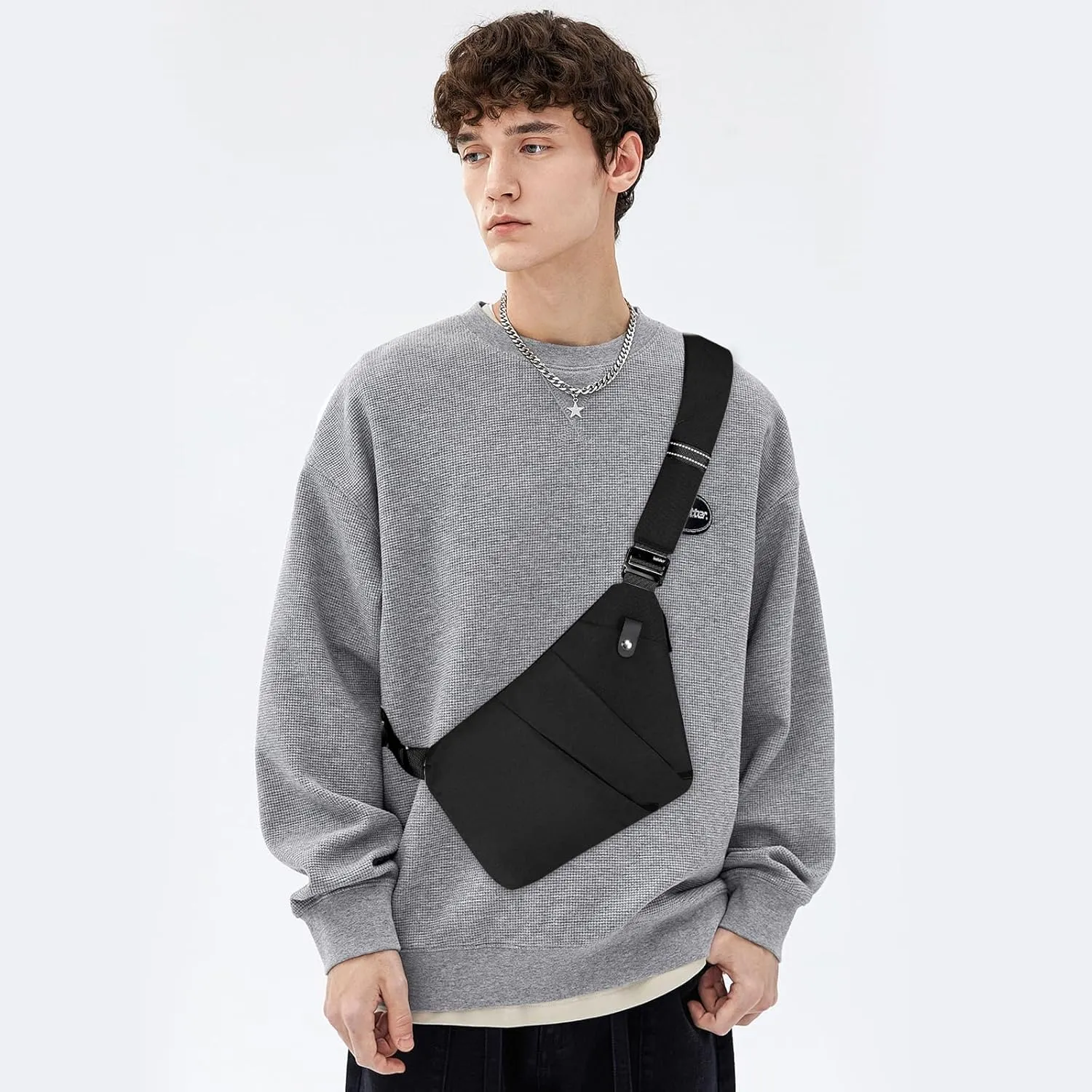 Anti Theft Crossbody Travel Bag - Multi-pocket Shoulder Bag with Adjustable Strap,Slim Sling Bag for Women Men
