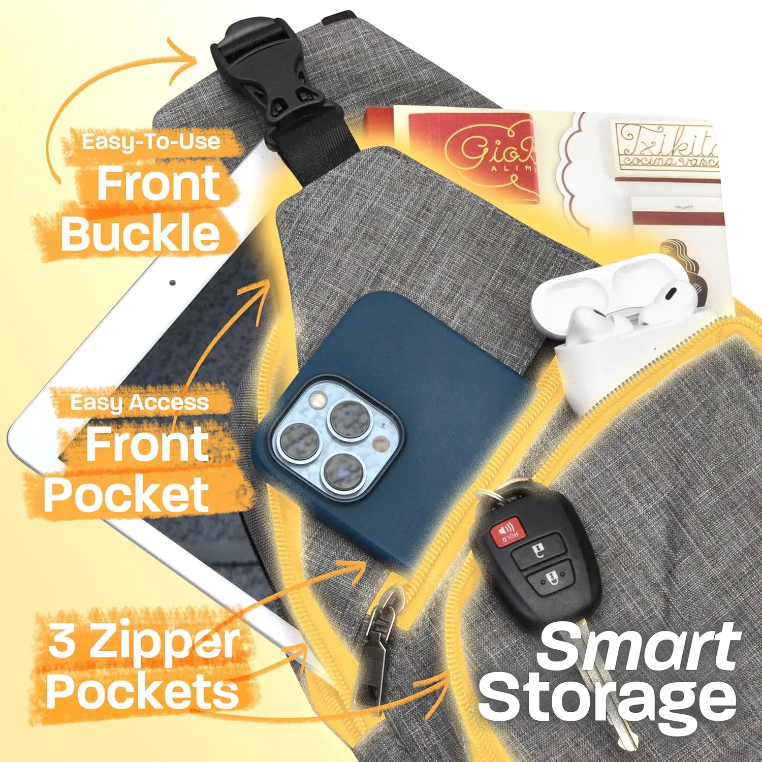 Anti-Theft Daypack Crossbody Sling Backpack, USB Charging Connector Port, Lightweight Day Pack for Travel, Hiking, Everyday, Large, Purple Floral