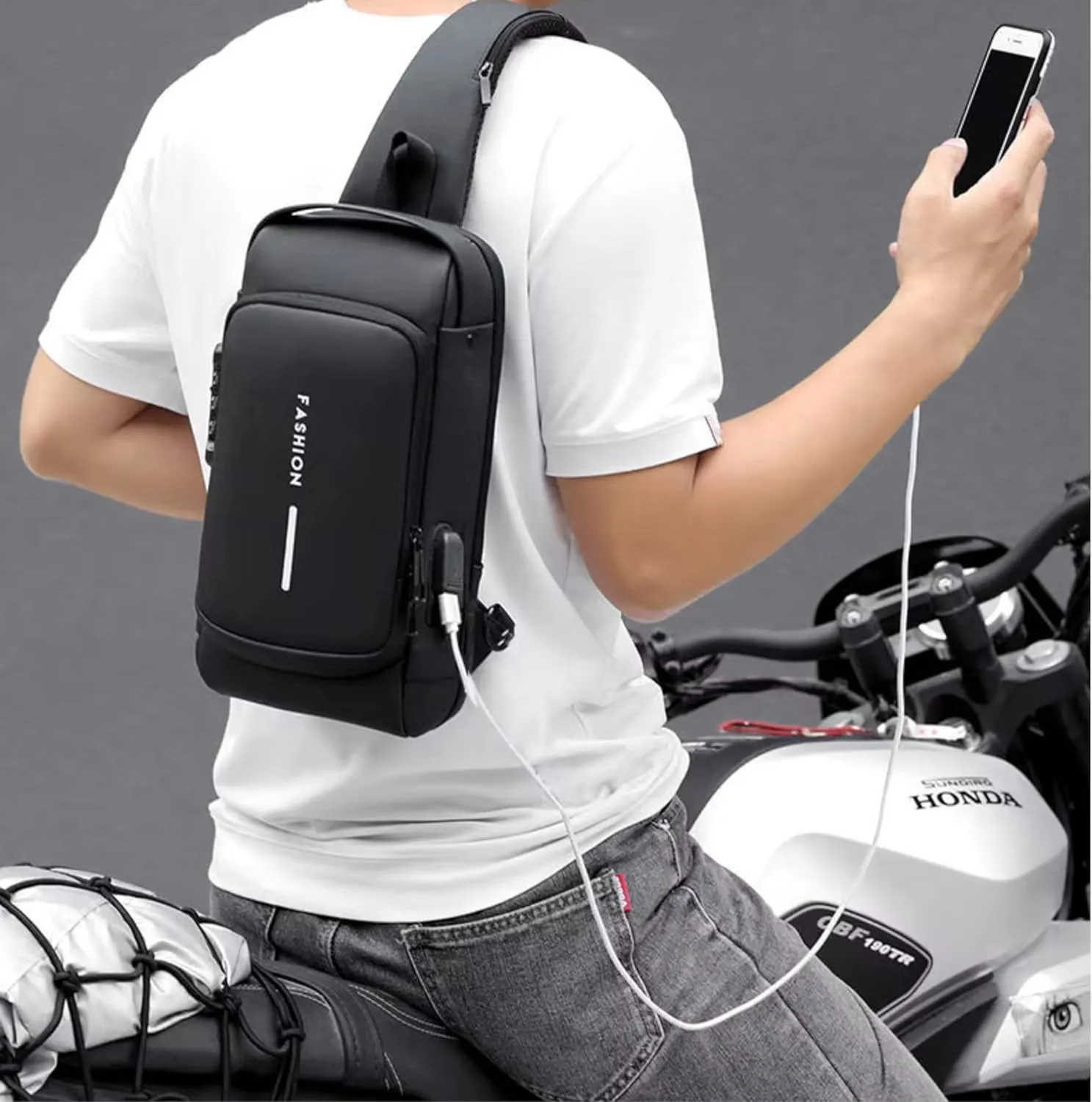 Anti-Theft Sling Bag with USB Charging Port – Shoulder Bag, Multi-Functional Crossbody Chest Bag for Travel & Sports