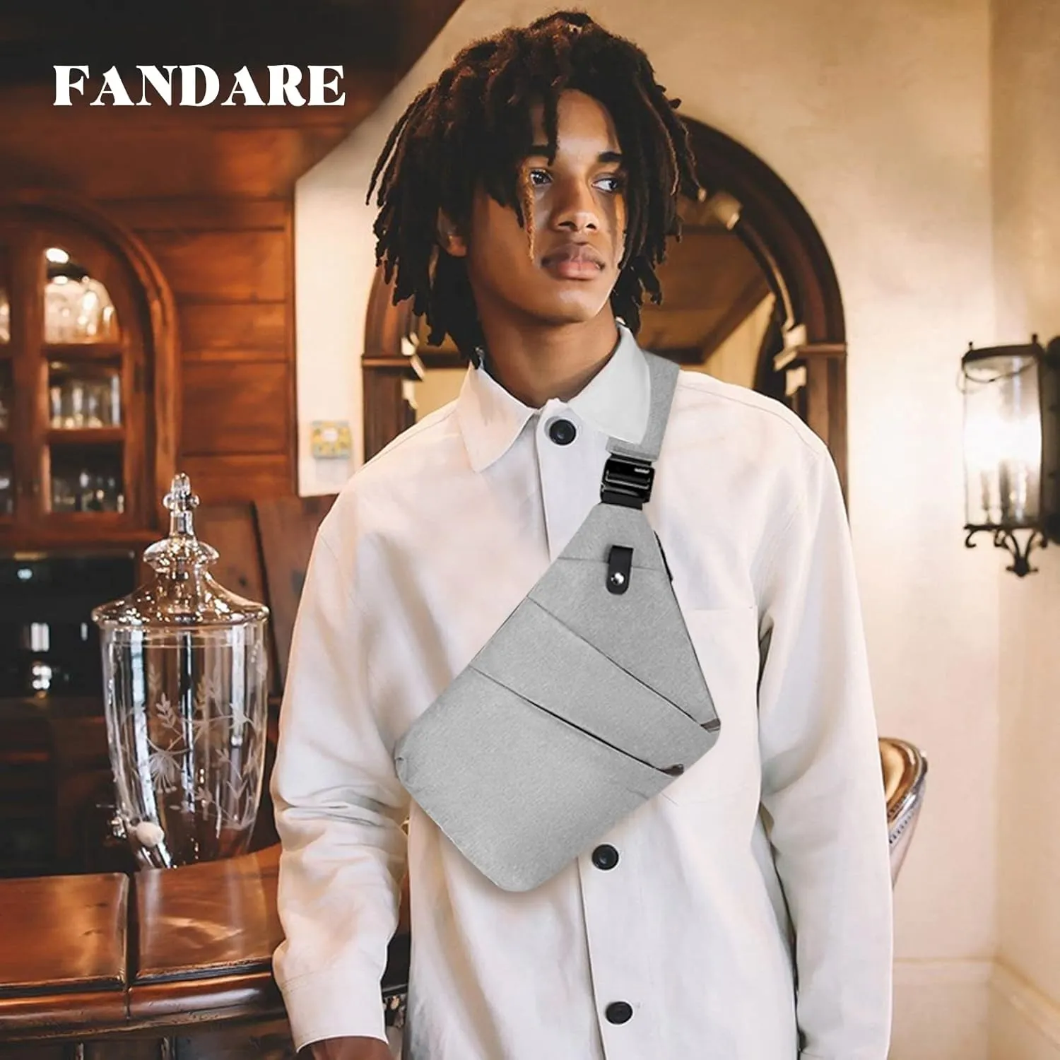 Anti-Theft Sling Bags Chest Shoulder Backpack Crossbody Bags Cover Pack Rucksack Crossbody Bag for Men Women Travel Hiking Bicycle Sport Gym Daypacks Waterproof Nylon Gray B