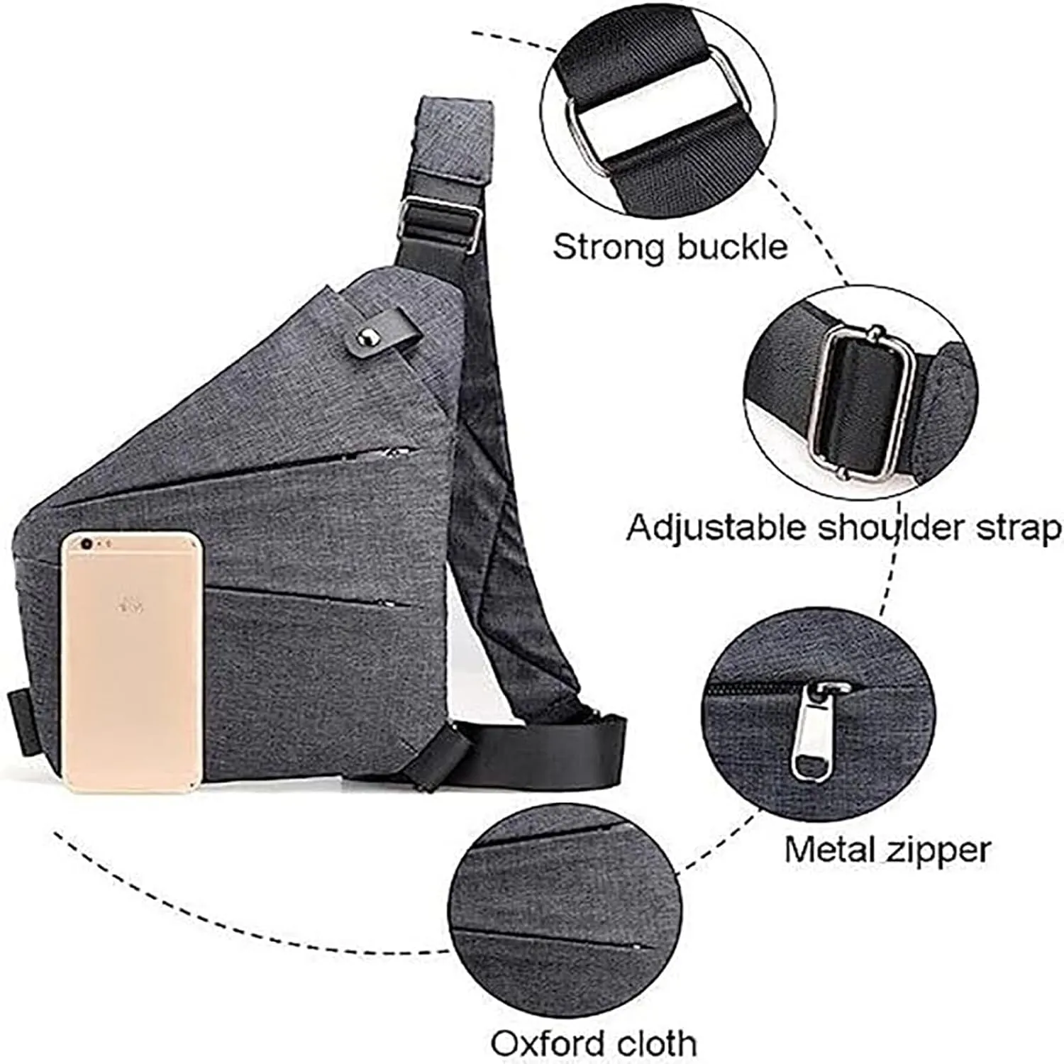 Anti Theft Travel Bag Anti-Theft Bag Slim Sling Bag Cross Body Travel Bag (Purple,Left Shoulder)