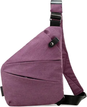 Anti Theft Travel Bag Anti-Theft Bag Slim Sling Bag Cross Body Travel Bag (Purple,Left Shoulder)