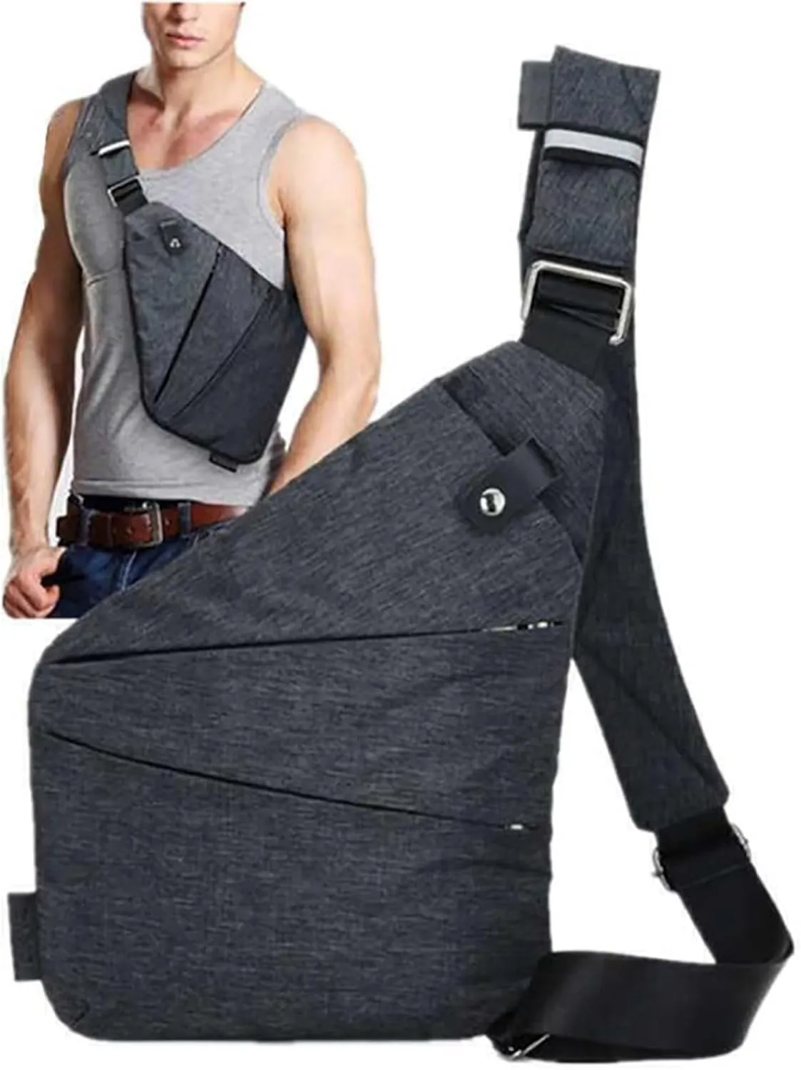 Anti Theft Travel Bag Anti-Theft Bag Slim Sling Bag Cross Body Travel Bag (Purple,Left Shoulder)
