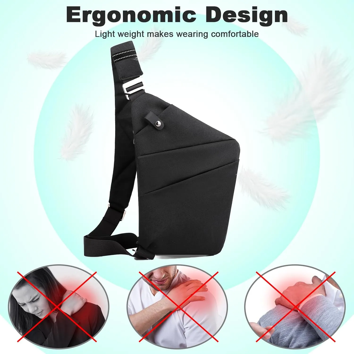 Anti Theft Travel Bag, One Shoulder Large Capacity Cross-body Bag Chest Fashion Lightweight Sling Bags for Travel Sports