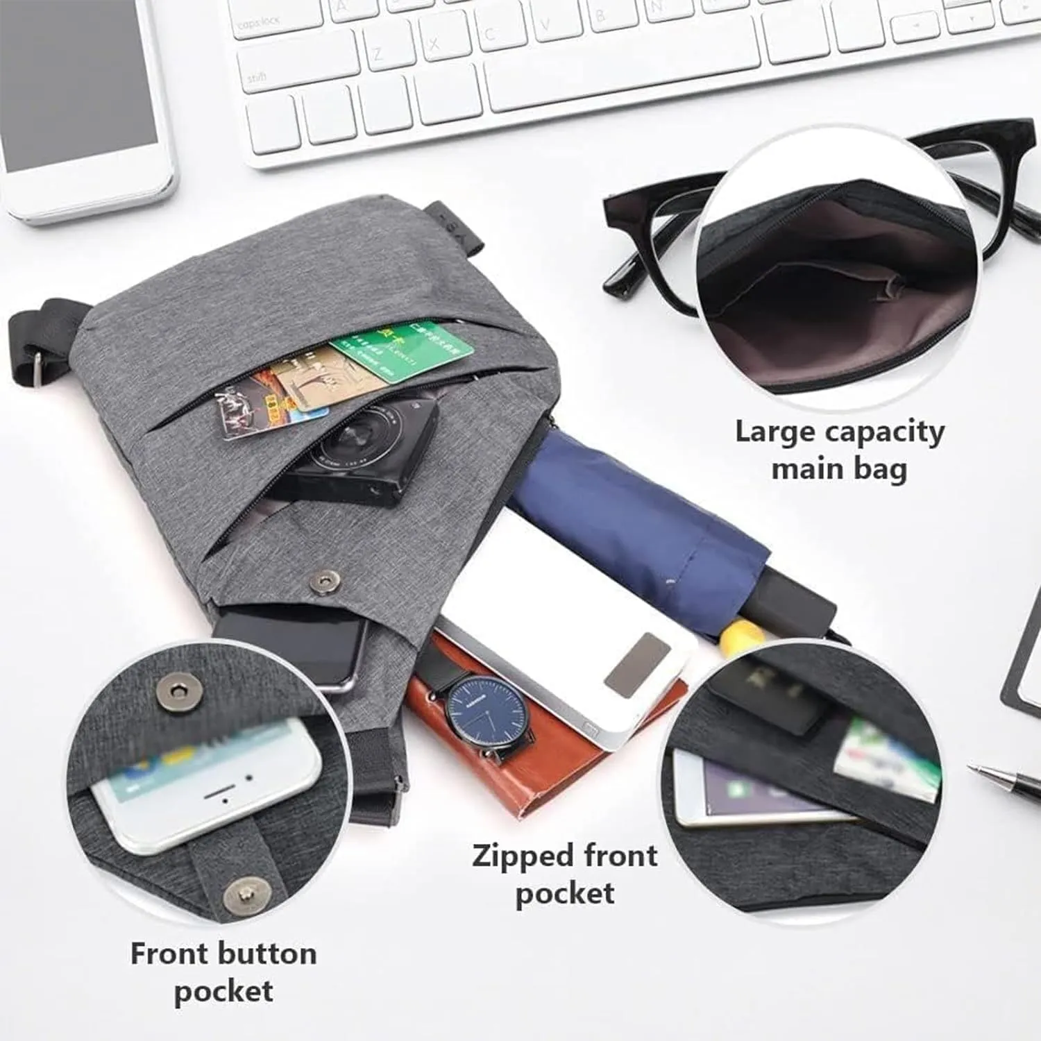 Anti Theft Travel Bag,Crossbody Shoulder Bag for Men and Women,Waterproof Sling Multi-pocket Chest Bag