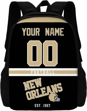 ANTKING New Orleans Backpacks School Backpack Bags Custom Name Number for Men Women Youth Gifts