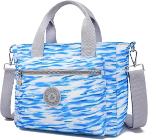 AOCINA Mini Tote Bag with Multi Pockets Small Crossbody Bags for Women Nylon Printed Shoulder Bag