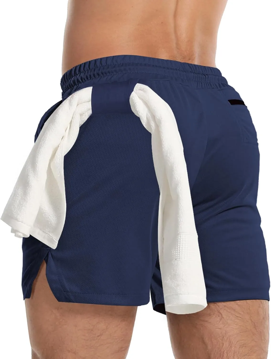 Aolesy Men's Gym Workout Shorts 5" Lightweight Bodybuilding Athletic Shorts Running Training with Zip Pockets & Towel Loop
