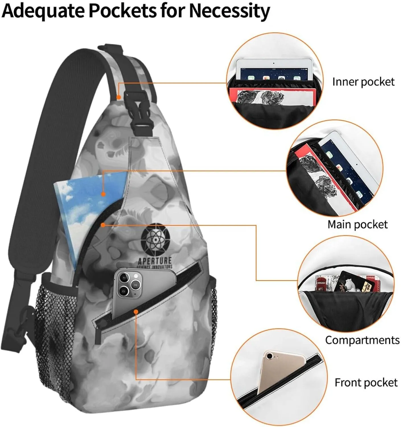 Aperture Science Innovators Sling Bag Crossbody Backpack Shoulder Casual Daypack Bag for Men Women