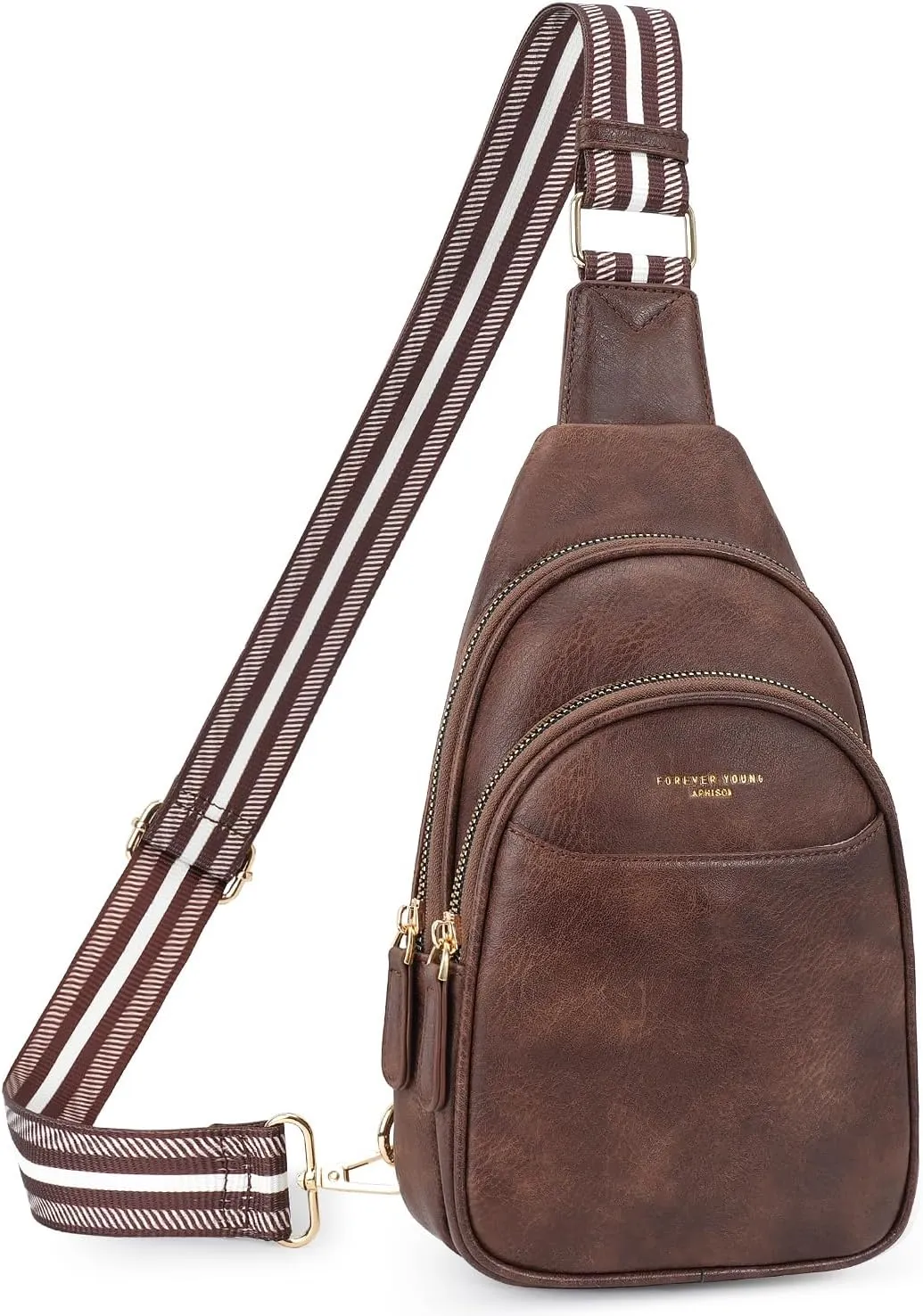 APHISON Small Sling Bag Cell Phone Purse Vegan Leather Fanny Crossbody Bag for Women Trendy Chest Backpack Adjustable Strap
